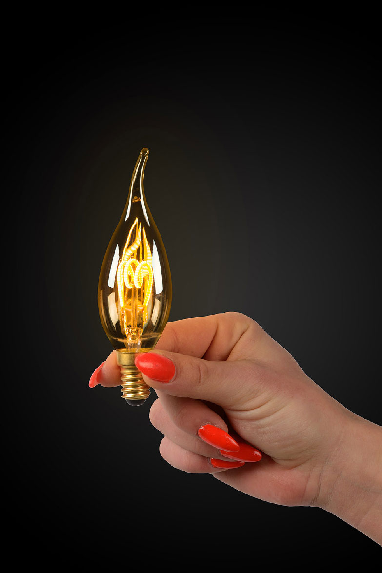 Lucide LED Bulb - Filament bulb - Ø 3,5 cm - LED Dim. - 1x3W 2200K - Amber
